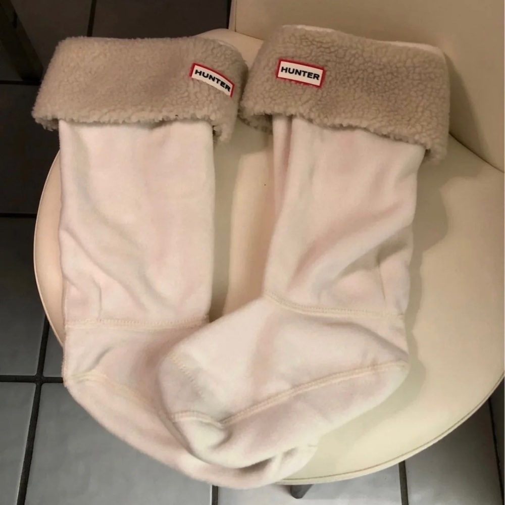 Hunter Natural White Sheepy Fleece Cuff Boot Socks for Original Tall